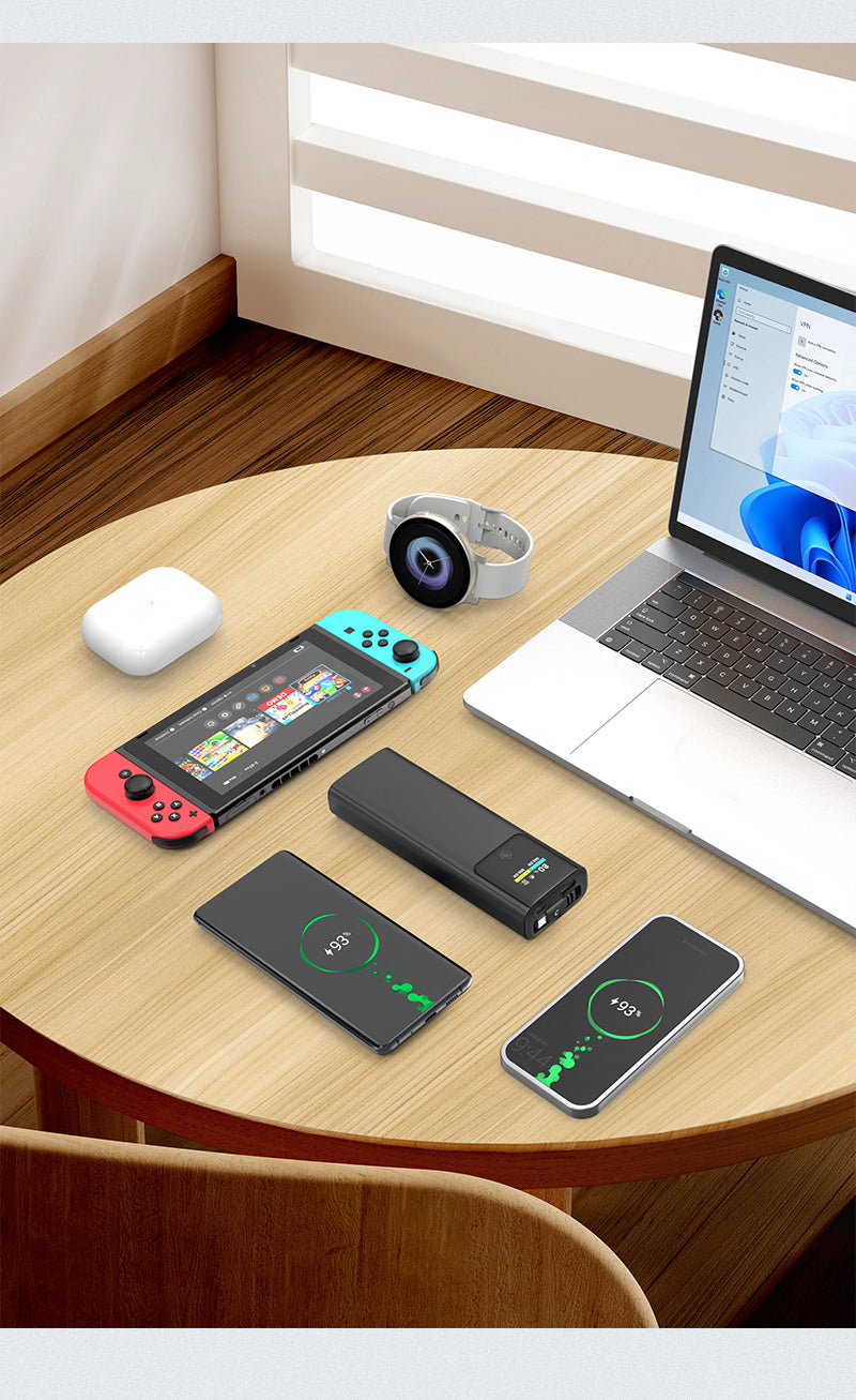 P318 20000mAh 45W Fast Charging Power Bank – Built-in Retractable USB-C Cable & Smart TFT Display