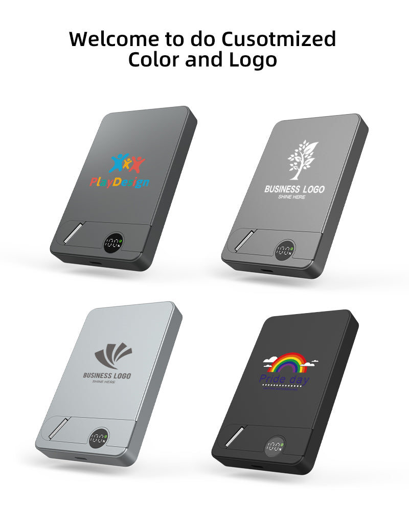 Slim Metal 3-in-1 Magnetic Wireless Power Bank with Hidden Stand