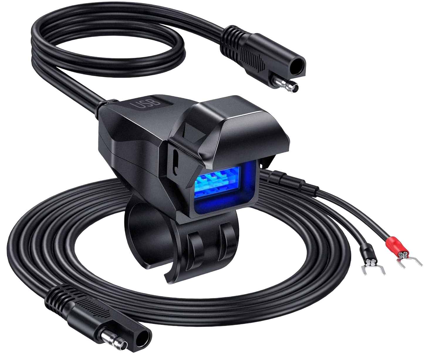 Premium Handlebar-Mount Motorcycle Chargers, option of USB type or US-C type.
