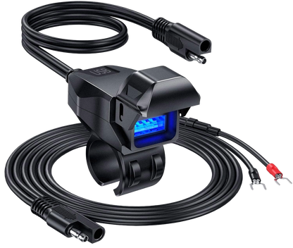 Premium Handlebar-Mount Motorcycle Chargers, option of USB type or US-C type.