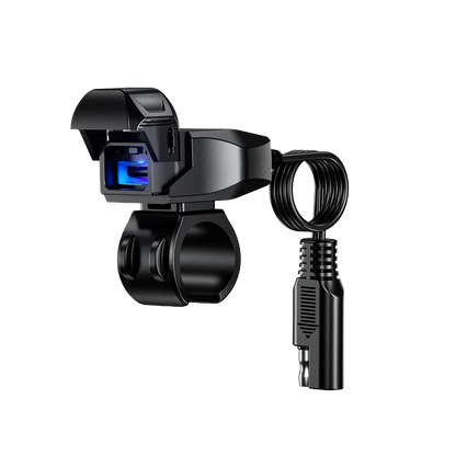 Premium Handlebar-Mount Motorcycle Chargers, option of USB type or US-C type.