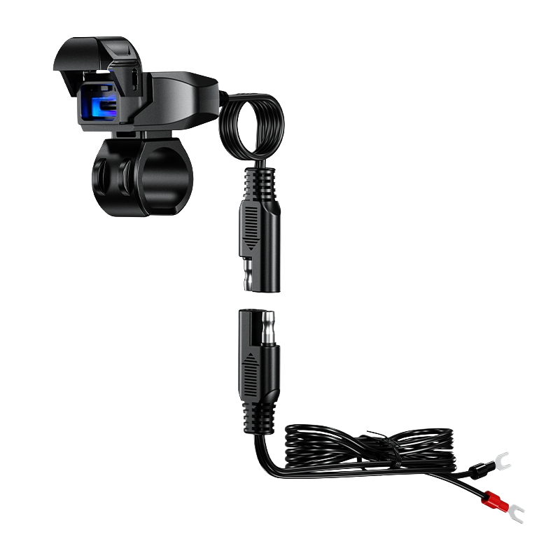 Premium Handlebar-Mount Motorcycle Chargers, option of USB type or US-C type.
