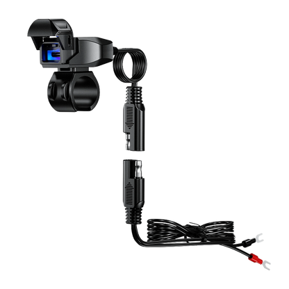 Premium Handlebar-Mount Motorcycle Chargers, option of USB type or US-C type.