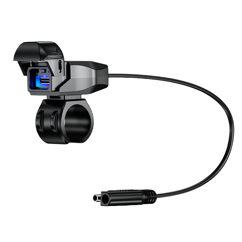 Premium Handlebar-Mount Motorcycle Chargers, option of USB type or US-C type.