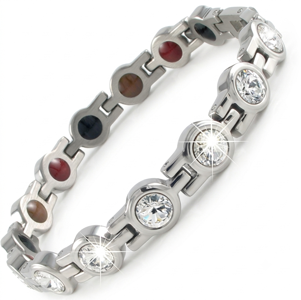 Premium Bio-Health Magnetic Bracelet: Superior Stainless Steel with Anti-Tarnish Coating & High-Quality CZ Accents