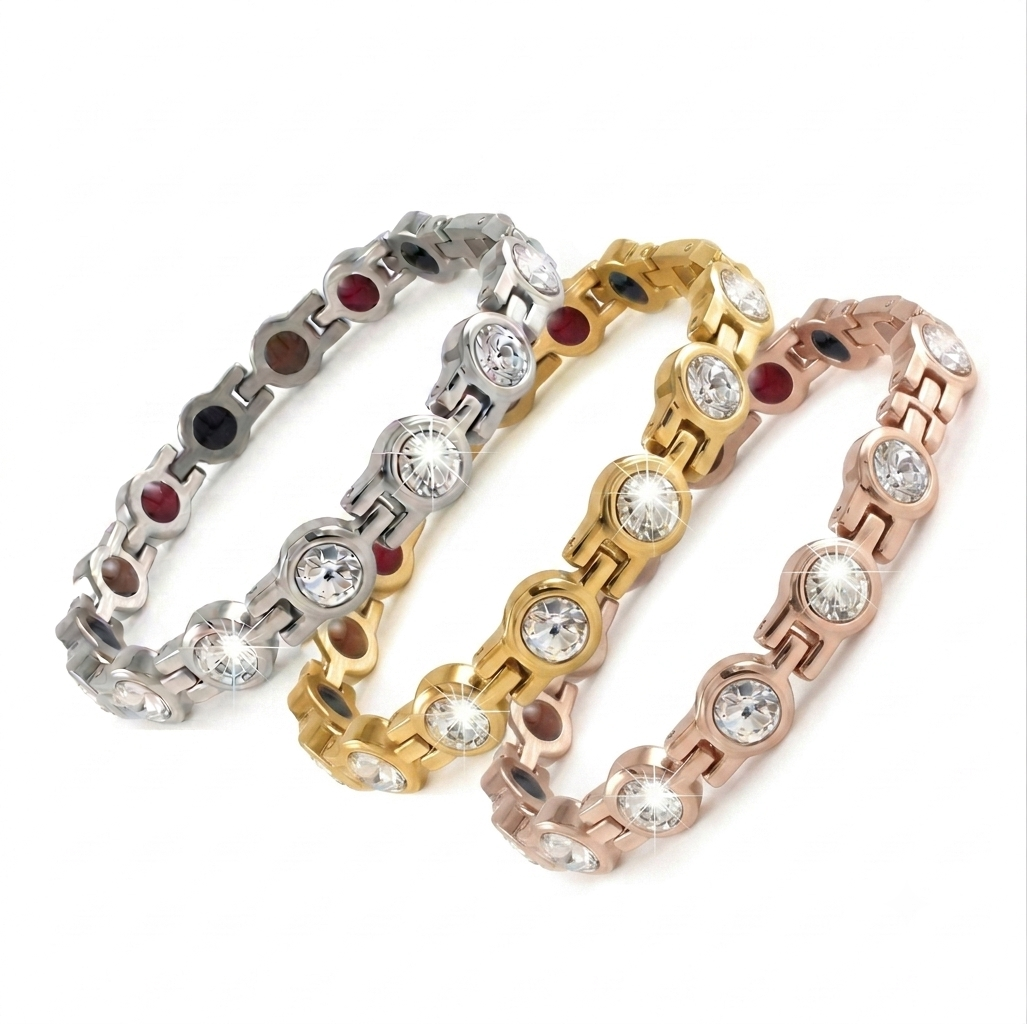Premium Bio-Health Magnetic Bracelet: Superior Stainless Steel with Anti-Tarnish Coating & High-Quality CZ Accents