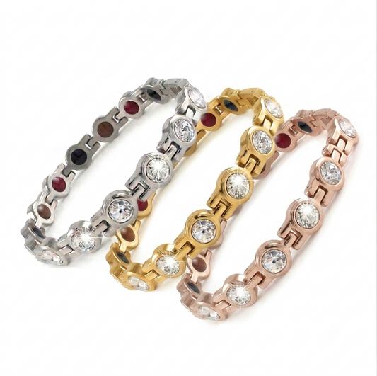 Premium Bio-Health Magnetic Bracelet: Superior Stainless Steel with Anti-Tarnish Coating & High-Quality CZ Accents