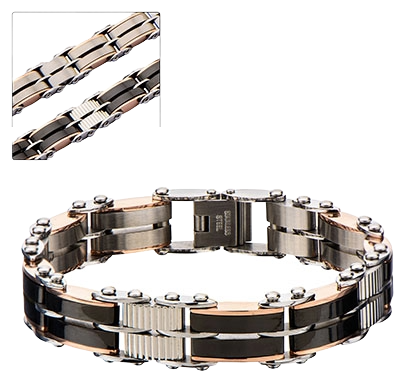 Full-length layout view of the INOX BRDDS03 reversible stainless steel bracelet displaying its secure fold-over clasp.