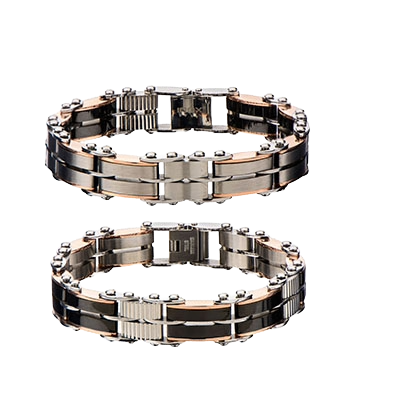 Detailed view of the INOX BRDDS03 men's reversible bracelet highlighting the sleek Black IP finish and polished links.