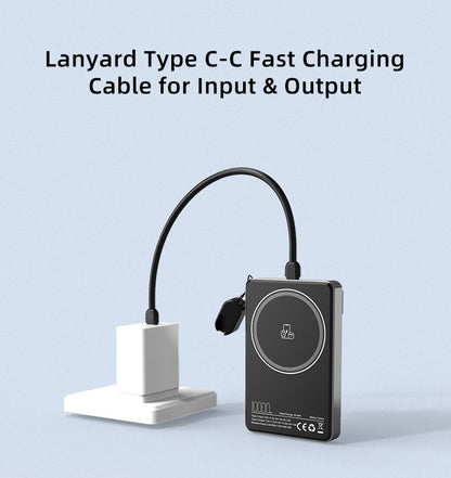  Slim Metal 3‑in‑1 power bank lanyard Type‑C charging — ASC Magnetix