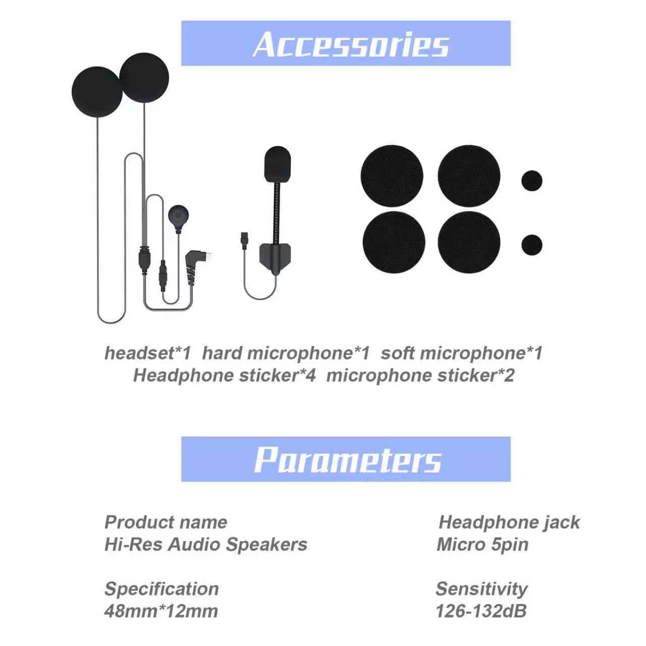 FreedConn FX Plus Hi-Res audio helmet speakers and noise-canceling microphone attachments