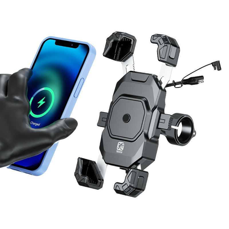 Full display of the M11G2 wireless charging motorcycle phone mount system