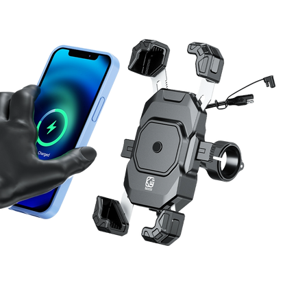 Full display of the M11G2 wireless charging motorcycle phone mount system