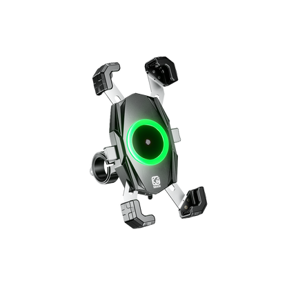 Close-up view of the 15W Qi wireless glass charging surface and upgraded clamping mechanism