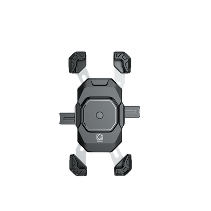 Close-up of the M11G2 motorcycle phone mount glass charging surface and clamps