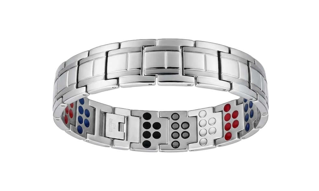 Men's Silver Snake Link Magnetic Bio-Health Bracelet - Clasp View