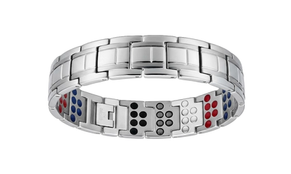 Men's Silver Snake Link Magnetic Bio-Health Bracelet - Clasp View